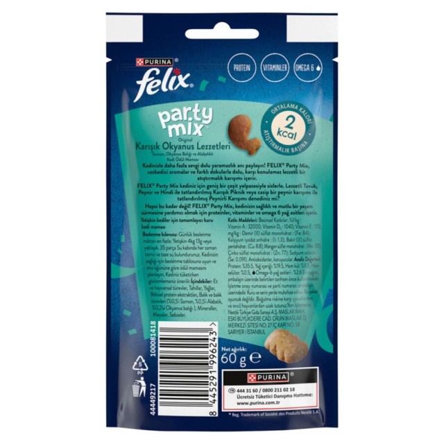 Felix Party Mix Original Karışık Okyanus Lezzetleri Kedi Ödül Maması 60gr