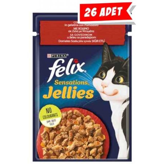 Felix Sensation Sığır Etli ve Domatesli Kedi Konservesi 85gr (26 Adet)