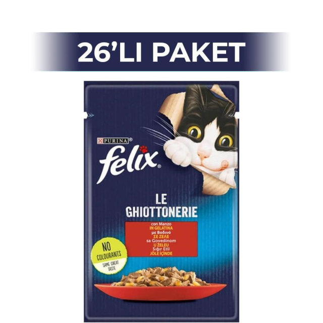 Felix Pouch Sığır Etli Yaş Kedi Maması 85 gr 26 Adet