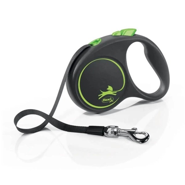 Flexi Black Design Large 5M Şerit Otomatik Köpek Gezdirme Tasması Yeşil
