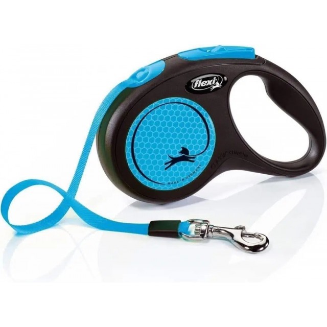 Flexi Neon Mavi Small 5M Şerit Otomatik Köpek Gezdirme Tasması