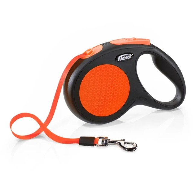 Flexi Neon Medium 5M Şerit Otomatik Köpek Gezdirme Tasması Turuncu
