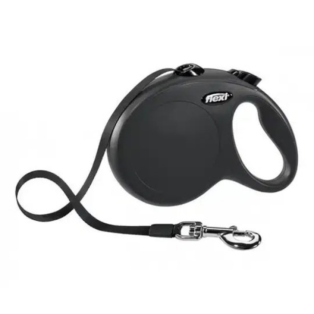 Flexi New Classic Large 5M Şerit Otomatik Köpek Gezdirme Tasması Siyah