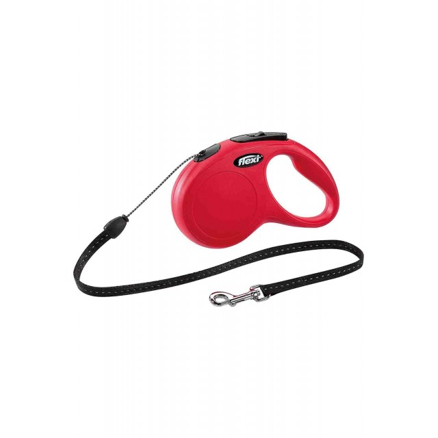 Flexi New Classic Otomatik İp Köpek Gezdirme Kayışı 5mt (S) Kırmızı