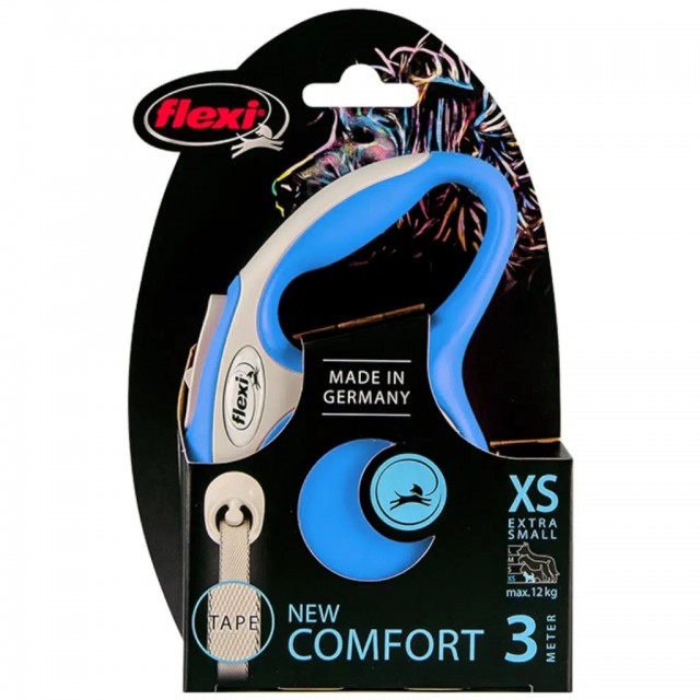 Flexi New Comfort Otomatik Şerit Gezdirme Kayışı 3 Metre X-Small Mavi