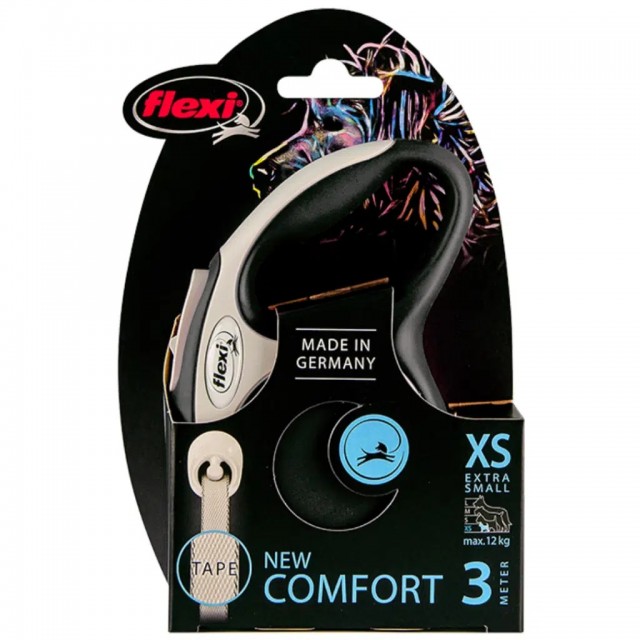 Flexi New Comfort Otomatik Şerit Gezdirme Kayışı 3 Metre X-Small Siyah