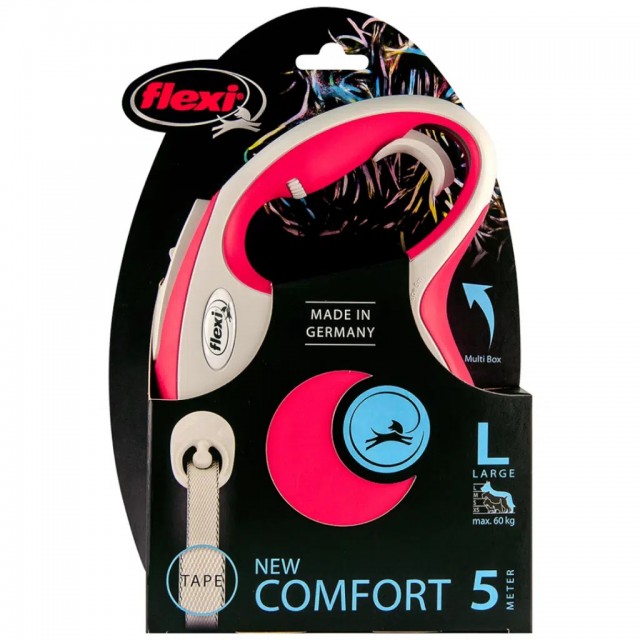 Flexi New Comfort Otomatik Şerit Gezdirme Kayışı 5 Metre Large Kırmızı