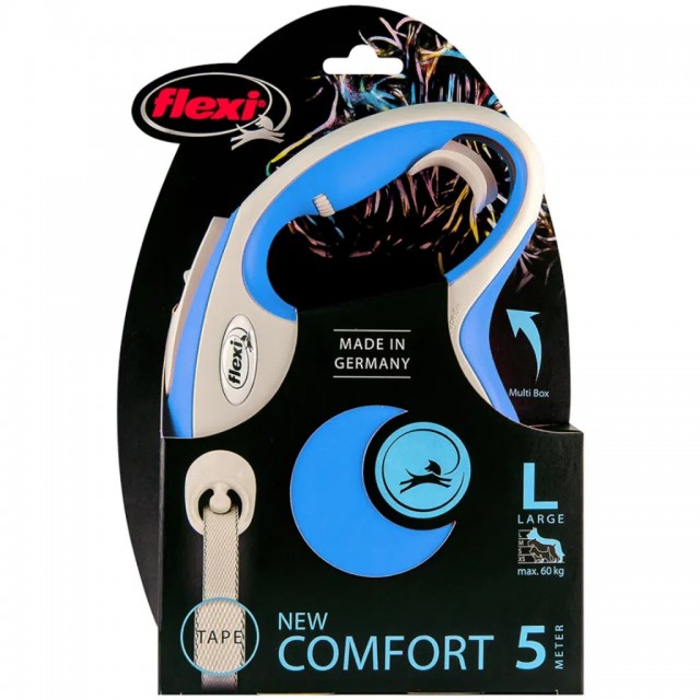 Flexi New Comfort Otomatik Şerit Gezdirme Kayışı 5 Metre Large Mavi