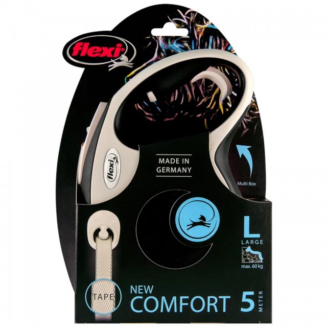 Flexi New Comfort Otomatik Şerit Gezdirme Kayışı 5 Metre Large Siyah