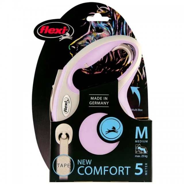 Flexi New Comfort Otomatik Şerit Gezdirme Kayışı 5 Metre Medium Rose