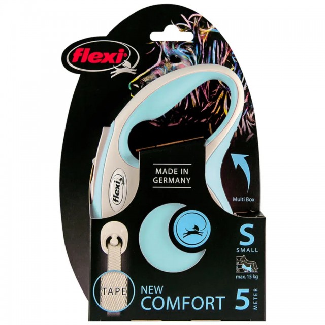 Flexi New Comfort Otomatik Şerit Gezdirme Kayışı 5 Metre Small Açık Mavi