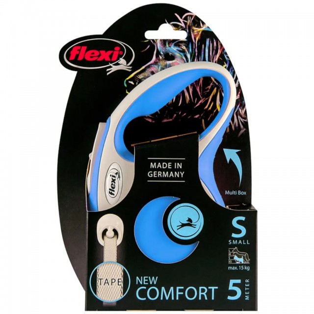 Flexi New Comfort Otomatik Şerit Gezdirme Kayışı 5 Metre Small Mavi