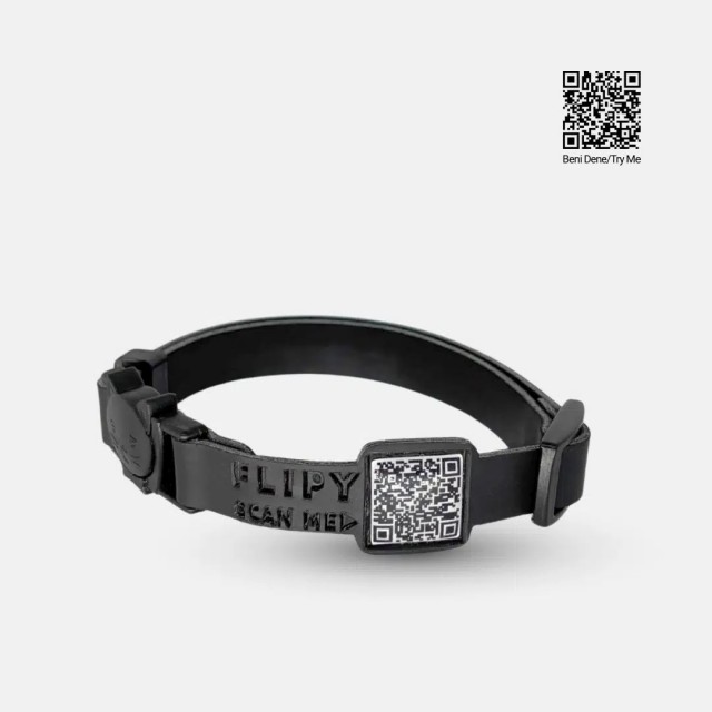 Flipy Qr Kodlu Kedi Deri Boyun Tasması