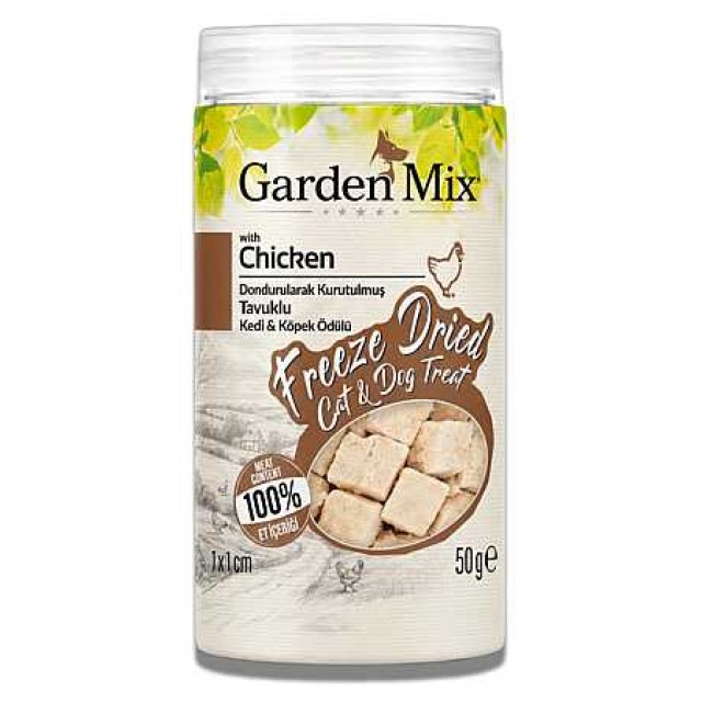 Garden Mix Dondurularak Kurutulmuş Kediler ve Köpek İçin Tavuklu Ödül Maması 50gr