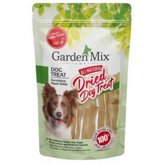 Garden Mix Kurutulmuş Kuzu Kelle Derisi Köpek Ödülü 100gr