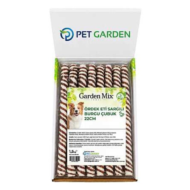Garden Mix Ördek Eti Sargılı Burgu Çubuk Köpek Ödül Maması 22cm 1.5kg