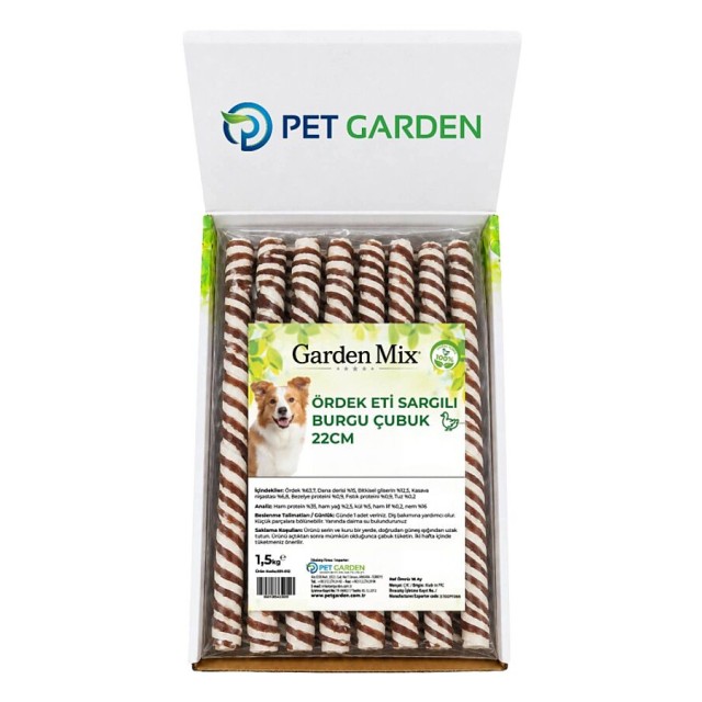 Garden Mix Ördek Eti Sargılı Burgu Çubuk Köpek Ödül Maması 22cm 1.5kg