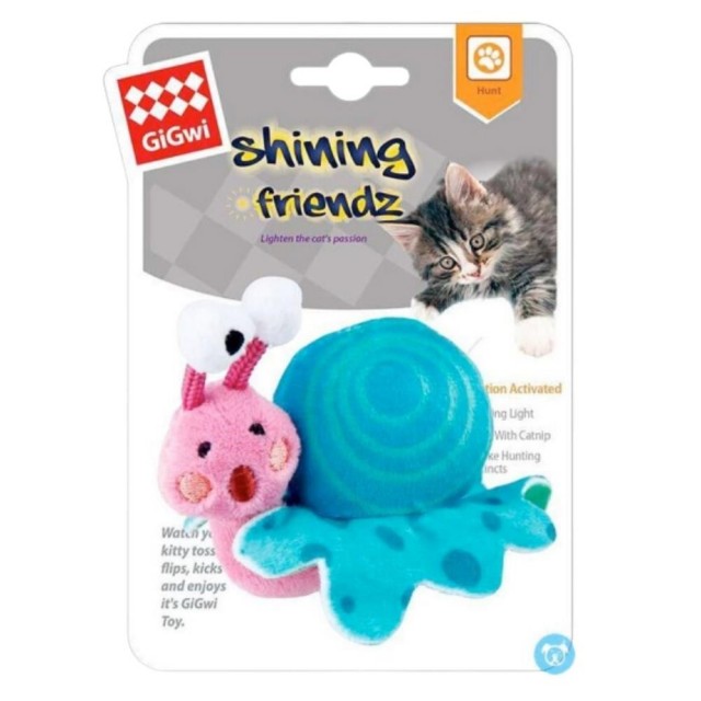 GiGwi Catnipli Işıklı Peluş Salyangoz Kedi Oyuncağı 12 cm