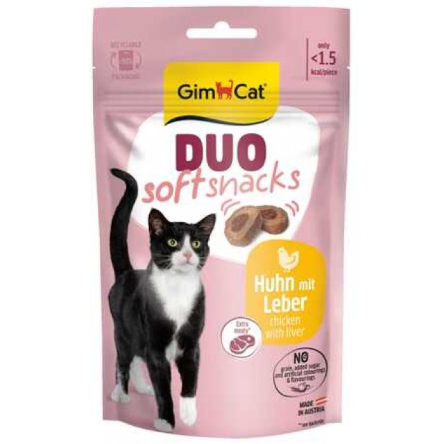 GimCat Duo Soft Snacks Tavuklu ve Ciğerli Kedi Ödülü 50gr