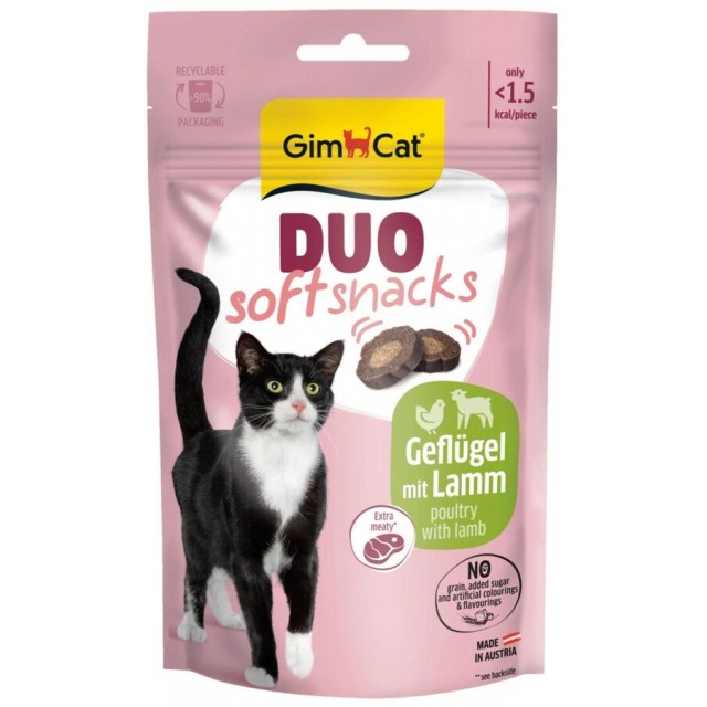 GimCat Duo Soft Snacks Kümes Hayvanlı ve Kuzulu Kedi Ödülü 50gr