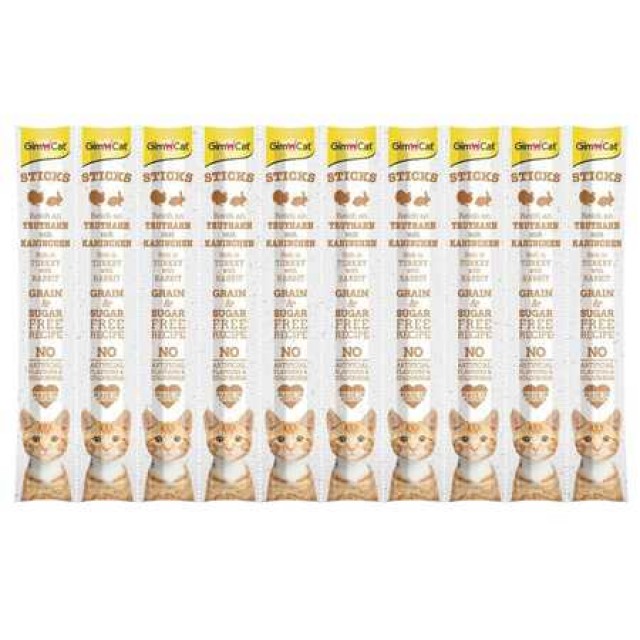 GimCat Sticks Hindi Etli Tavşan Etli Ödül Çubukları 10x5gr