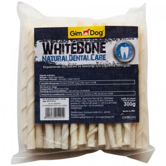 GimDog Whitebone Mordimi Burgu Çubuk Köpek Ödülü 50 Li 300 Gr