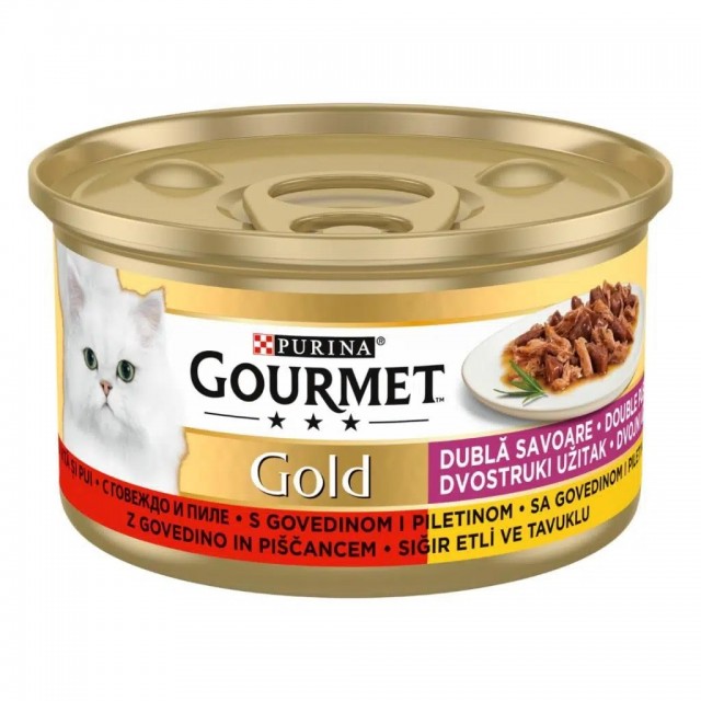 Gourmet Gold Çifte Lezzet Sığır Etli ve Tavuklu Kedi Konservesi 85 Gr