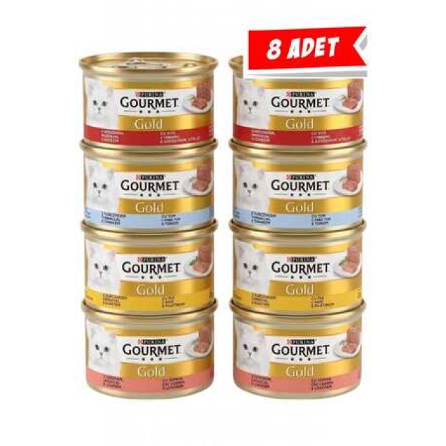 Gourmet Gold Kıyılmış Karışık Çeşitli Kedi Konservesi 85gr (8 Adet)