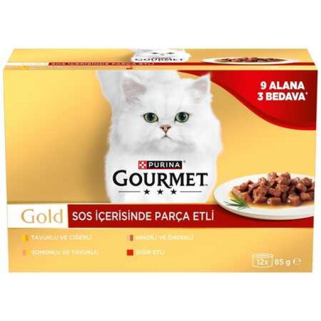 Gourmet Gold Parça Etli Karışık Kedi Konservesi 85gr 12 Adet