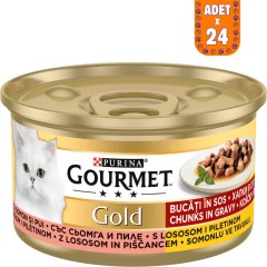 Gourmet Gold Somonlu ve Tavuklu Kedi Konservesi 85 Gr 24 Adet