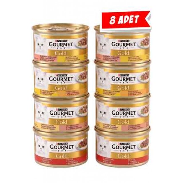 Gourmet Gold Parça Etli Karışık Çeşitli Kedi Konservesi 85gr (8 Adet)