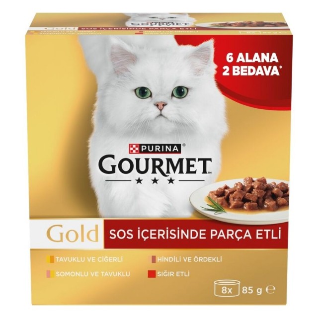 Gourmet Gold Parça Etli Karışık Çeşitli Kedi Konservesi 85gr (8 Adet)