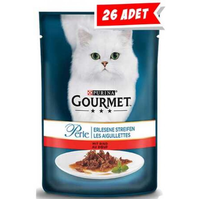 Gourmet Perle Izgara Sığır Etli Yetişkin Kedi Konservesi 26x85gr 26lı