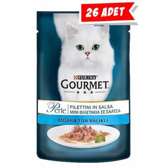 Gourmet Perle Parça Etli Izgara Ton Balıklı Yetişkin Kedi Konservesi 26x85gr 26lı