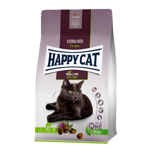Happy Cat Weide Lamm Kuzu Etli Kısırlaştırılmış Kedi Maması 10 kg