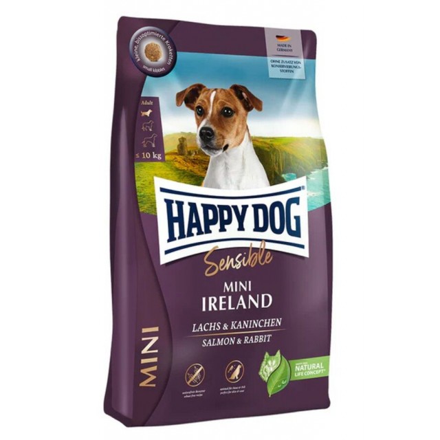 Happy Dog Mini Ireland Seçici Köpekler İçin Somonlu ve Tavşanlı Küçük Irk Yetişkin Köpek Maması 4kg