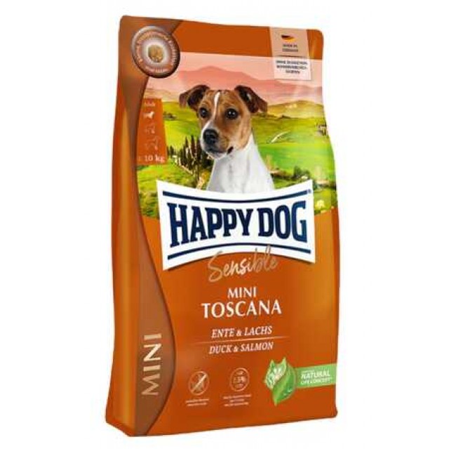 Happy Dog Mini Toscana Ördekli ve Somon Balıklı Küçük Irk Yetişkin Köpek Maması 4kg