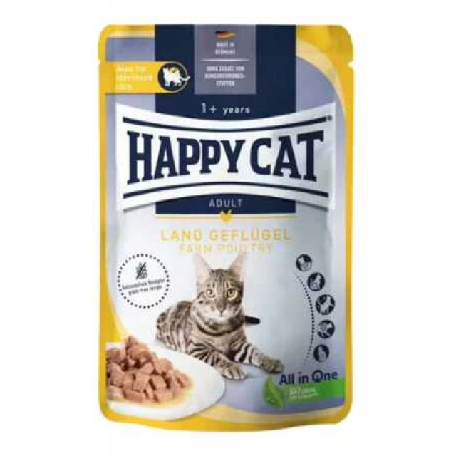 Happy Cat Tavuklu Tahılsız Yetişkin Kedi Yaş Maması 85gr