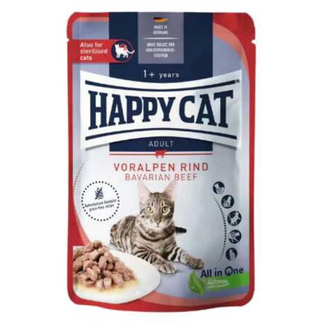 Happy Cat Sığır Etli Tahılsız Yetişkin Kedi Yaş Mama 85gr