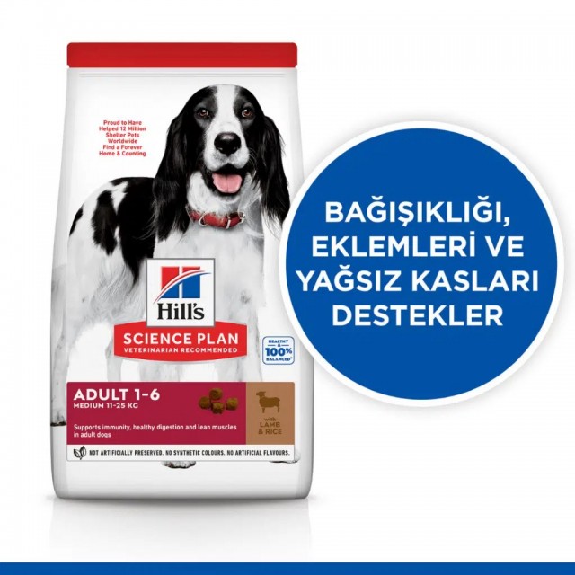Hill's SCIENCE PLAN Kuzulu ve Pirinçli Orta Irk Yetişkin Köpek Maması 2.5 Kg