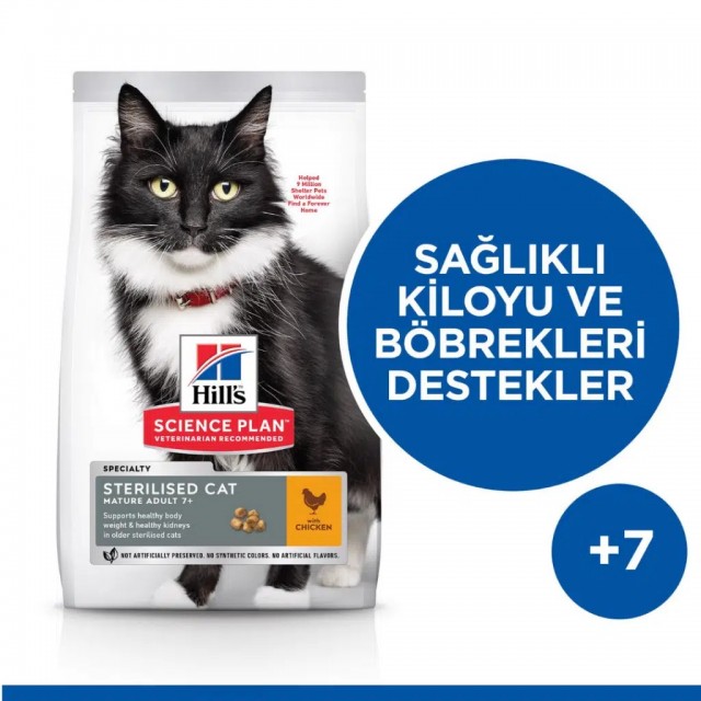 Hill's SCIENCE PLAN Tavuklu Kısırlaştırılmış +7 Yaşlı Kedi Maması 1.5 Kg