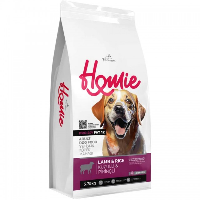 Homie Düşük Tahıllı Kuzulu ve Pirinçli Yetişkin Köpek Maması 3.75 Kg