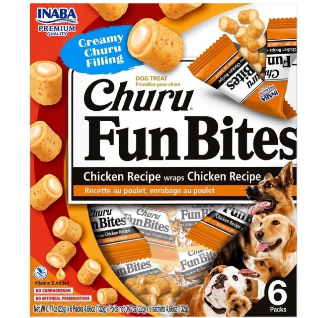 Inaba Churu Fun Bites Sticks Tavuk Sargılı Köpek Ödül Maması 22 gr 6'lı