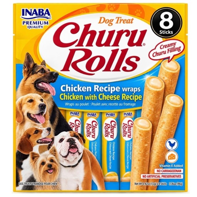 Inaba Churu Rolls Sticks Tavuk Sargılı Peynirli Çubuk Köpek Ödül Maması 12 gr 8'li