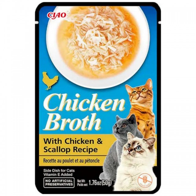 inaba Ciao Broth Tavuk Sulu ve Deniz Taraklı Kedi Çorbası 50 Gr