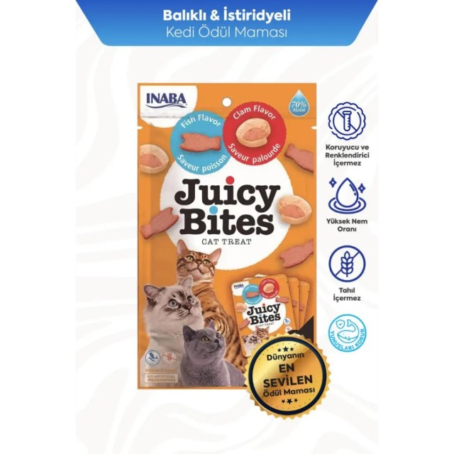 inaba Juicy Bites Balıklı ve İstiridyeli Kedi Ödülü 3x11.3 Gr