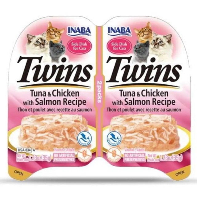 inaba Twins Ton Balıklı Somonlu ve Tavuklu Jöle İçinde Kedi Yaş Maması 2x35 Gr