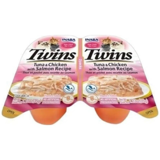 inaba Twins Ton Balıklı Somonlu ve Tavuklu Jöle İçinde Kedi Yaş Maması 2x35 Gr