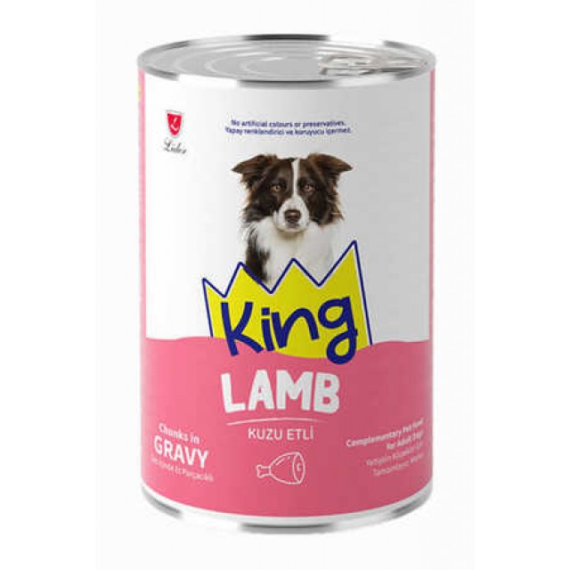 King Sos İçerisinde Et Parçacıklı Kuzu Etli Köpek Konservesi 400gr