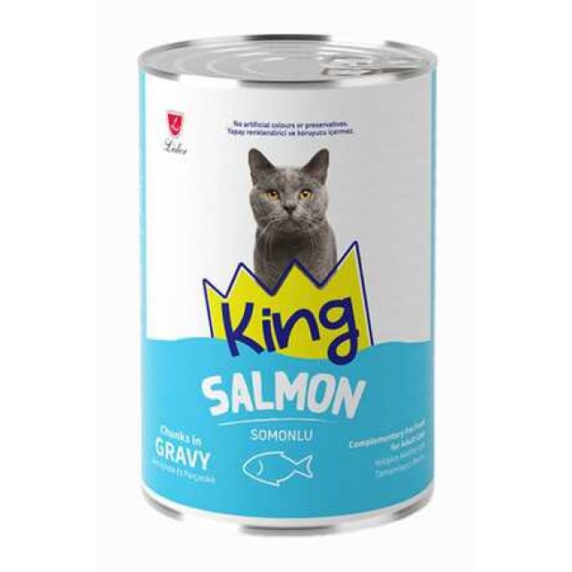 King Sos İçerisinde Et Parçacıklı Somonlu Kedi Konservesi 400gr
